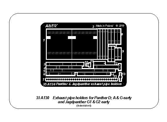 Supports d'échappement Aber 35A130 pour Panther D, A et G (première génération), Jagdpanther G1 et G2 (première génération)