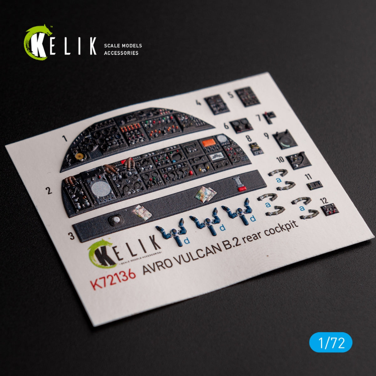 KELIK K72136 AVRO VULCAN B.2 Cockpit arrière - décalcomanies 3D intérieures pour maquette Airfix au 1/72