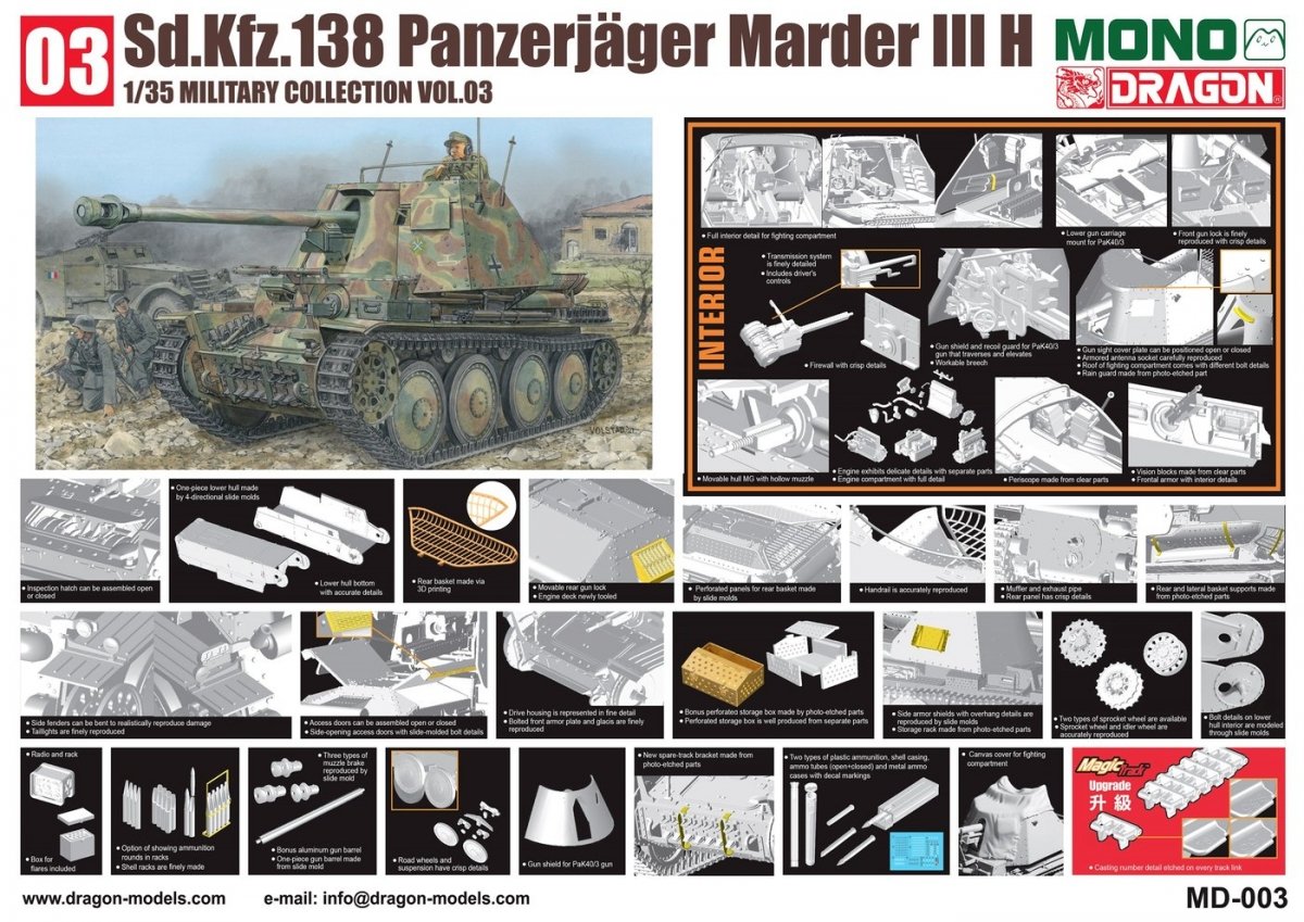 Dragon MD003 Sd.Kfz.138 Panzerjager MARDER III H avec intérieur 1/35