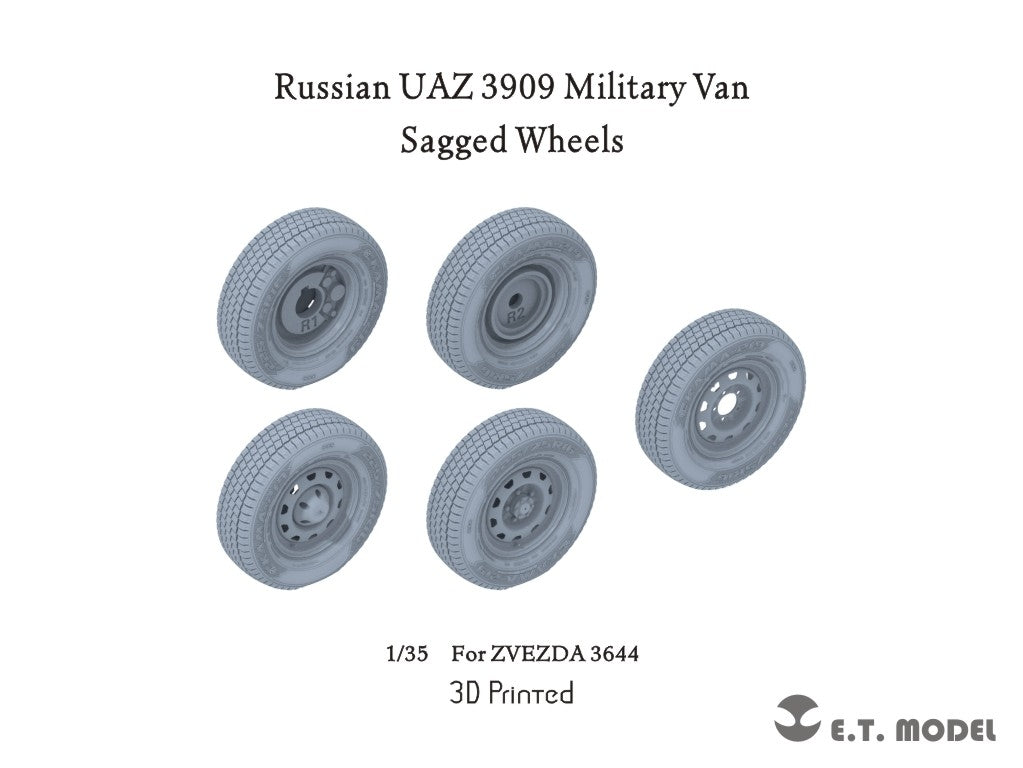 ET Model P35-115 Fourgon militaire russe UAZ 3909 Roues affaissées Pour ZVEZDA 3644 1/35