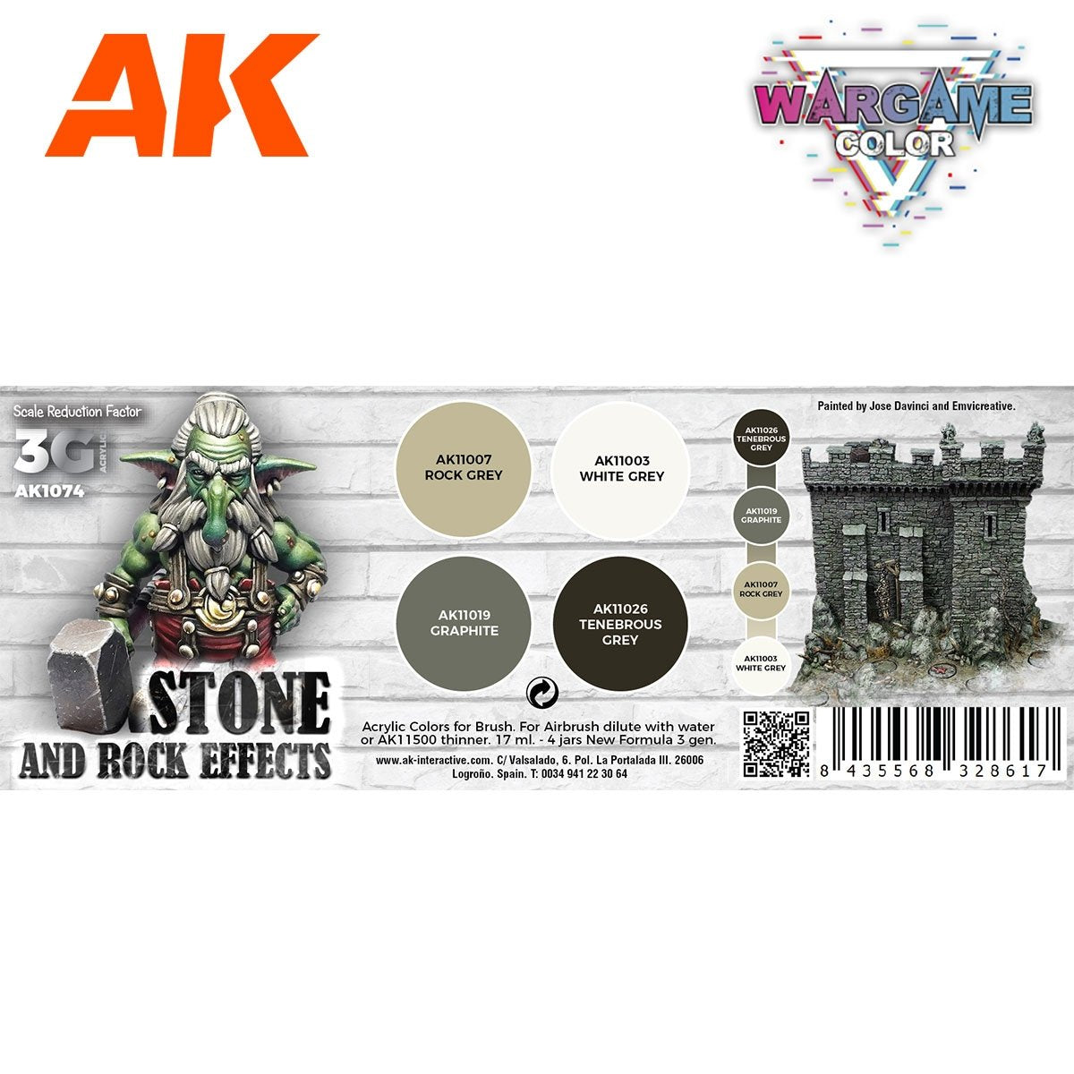 AK Interactive AK1074 WARGAME COLOR SET. EFFETS PIERRE ET ROCHE. 4 x 17 ml – imagen 2