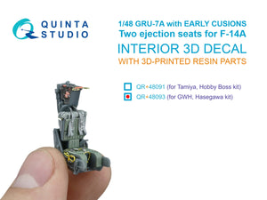 Quinta Studio QR+48093 GRU-7A (première version), 2 sièges éjectables pour F-14 A (Hasegawa, GWH) 1/48