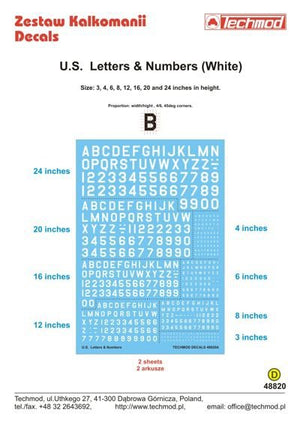 Techmod 48820 Lettres et chiffres américains blancs (1/48)