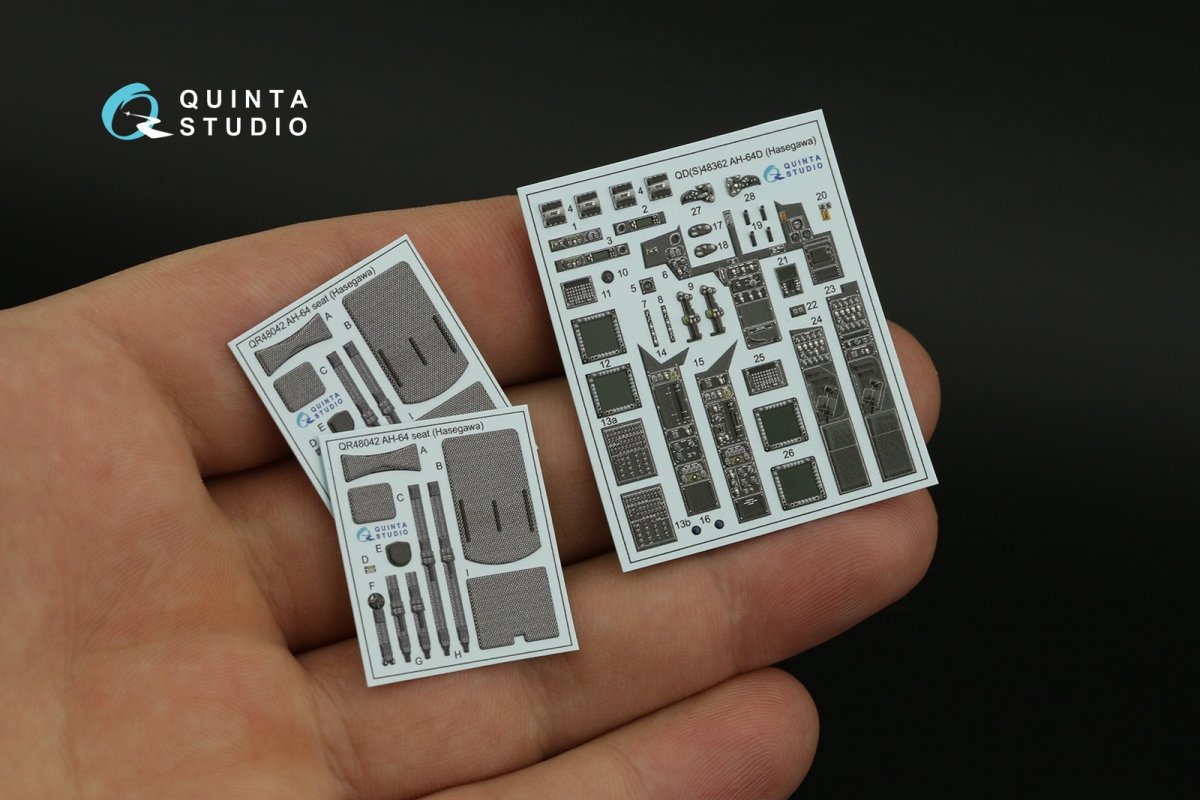 Intérieur imprimé en 3D et coloré sur papier décalcomanie Quinta Studio QD48362 AH-64D (Hasegawa) 1/48  – Bild 4