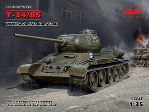 ICM 35367 T-34-85, Char moyen soviétique de la Seconde Guerre mondiale (1/35)