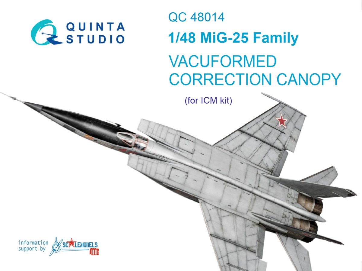 Quinta Studio QC48014 Verrière transparente thermoformée de correction pour MiG-25 (pour kit ICM) 1/48