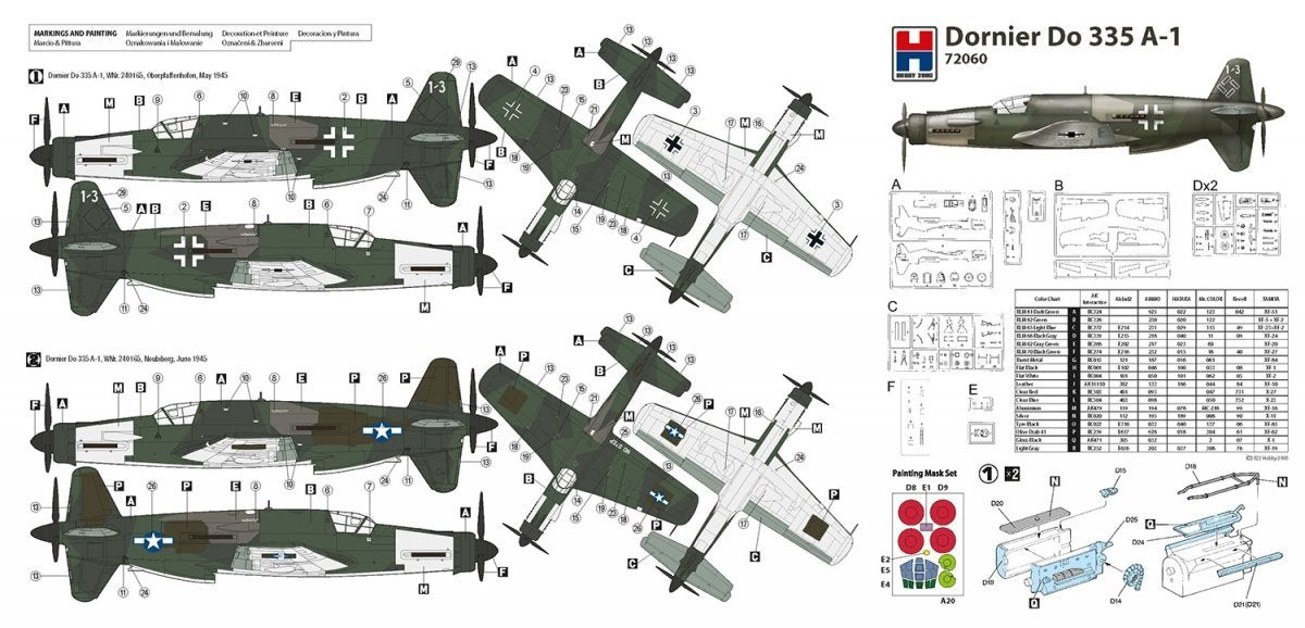 Hobby 2000 72060 Dornier Do 335 A-1 Pfeil ( DRAGON+ CARTOGRAF + MASKI ) 1/72 – zdjęcie 2