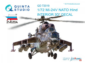 Intérieur imprimé en 3D et coloré sur papier décalcomanie Quinta Studio QD72019 Mi-24V OTAN (pour kit Zvezda) 1/72