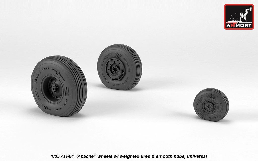Roues Armory Models AW35304 AH-64 Apache avec pneus lestés, moyeux lisses 1/35 – immagine 3