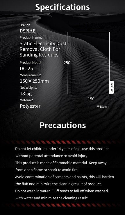 Chiffon électrostatique DSPIAE DC-25 pour le dépoussiérage des résidus de ponçage – immagine 4