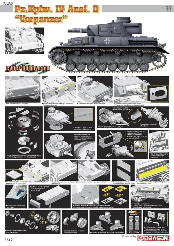 Cyber ​​​​Hobby 6512 Panzer IV Ausf.D Vorpanzer Pz.Kpfw.IV (1/35) 