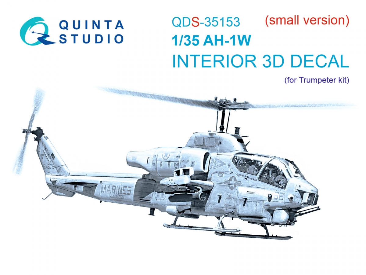 Quinta Studio QDS-35153 AH-1W 3D-Printed &amp; colored Interior on decal paper (Trumpeter) (Small version) 1/35