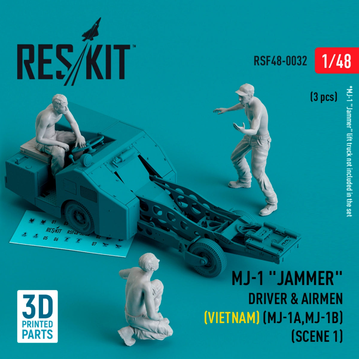 RESKIT RSF48-0032 Pilotes de brouilleur MJ-1 (Vietnam) (MJ-1A, MJ-1B) (scène 1) (3 pièces) (Impression 3D) 1/48
