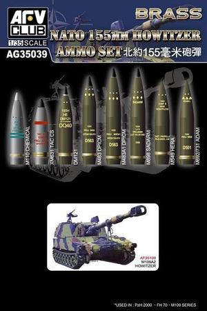 AFV Club AG35039 Ensemble de munitions pour obusier de 155 mm (laiton) 1/35
