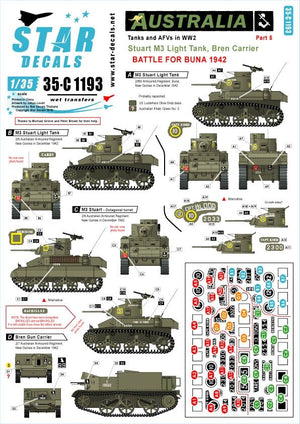 Star Decals 35-C1193 Chars et véhicules blindés australiens n° 5 1/35