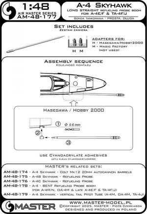 Master AM-48-177 A-4 Skyhawk - Perche de ravitaillement droite et longue (utilisée sur les versions A-4E/F et TA-4F/J) 1/48 – imagen 4