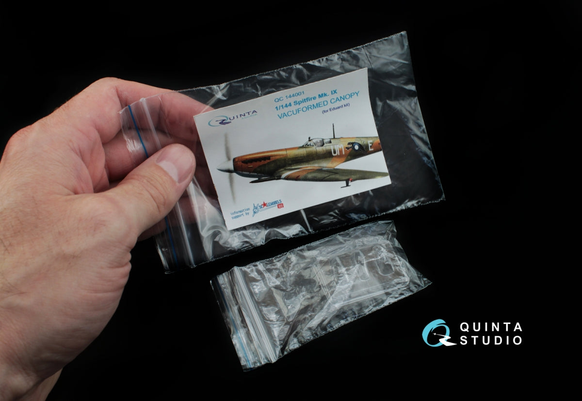 Quinta Studio QC144001 Verrière transparente thermoformée pour Spitfire Mk.IX, 3 pièces (pour kit Eduard) 1/144 – image 5