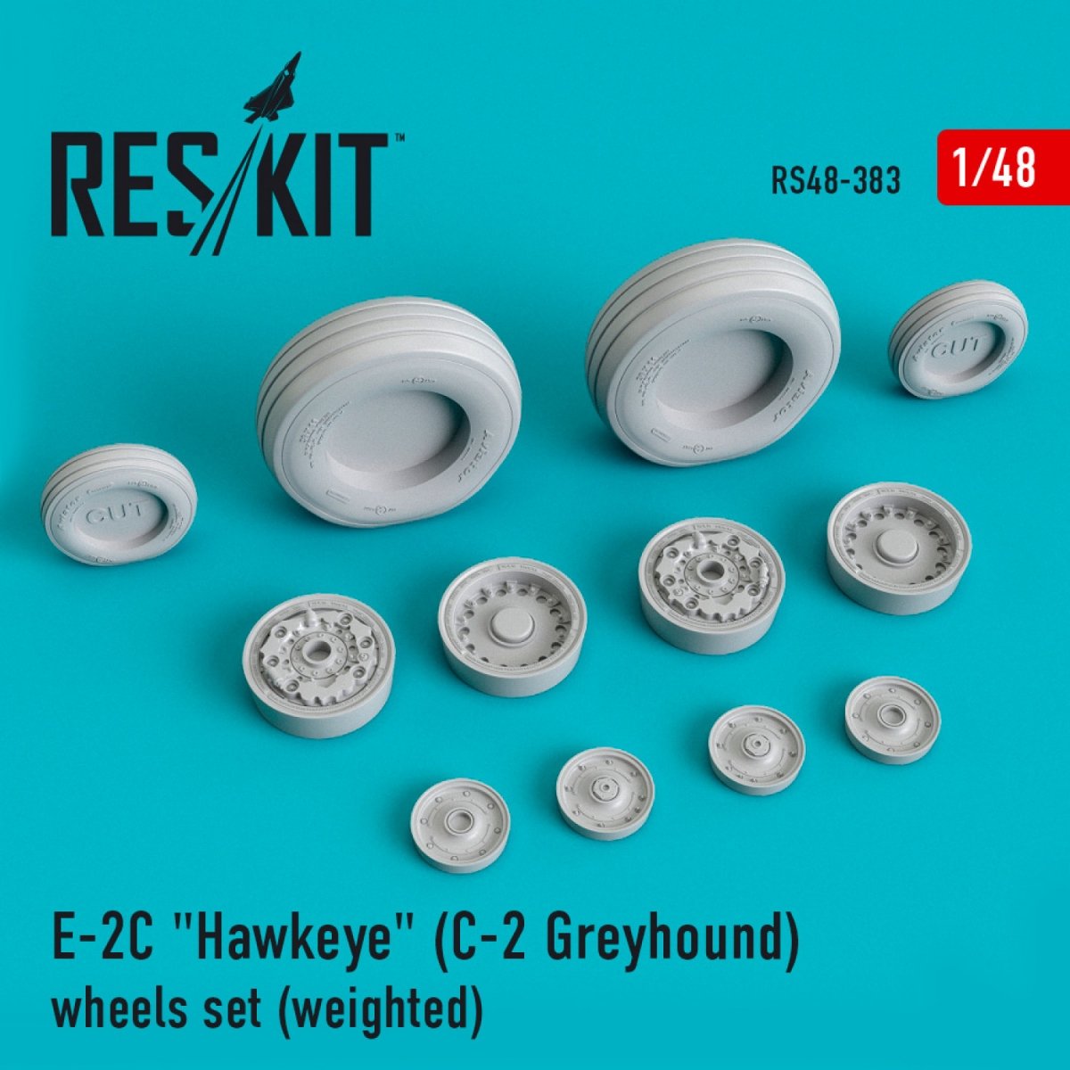 RESKIT RS48-0383 E-2C « HAWKEYE » (C-2 GREYHOUND) JEU DE ROUES (LESTÉ) 1/48