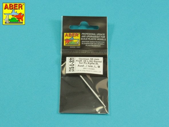 Canon Aber 35L-321 de 50 mm KwK39L/60 pour char Panzer III J tard L,M 1/35