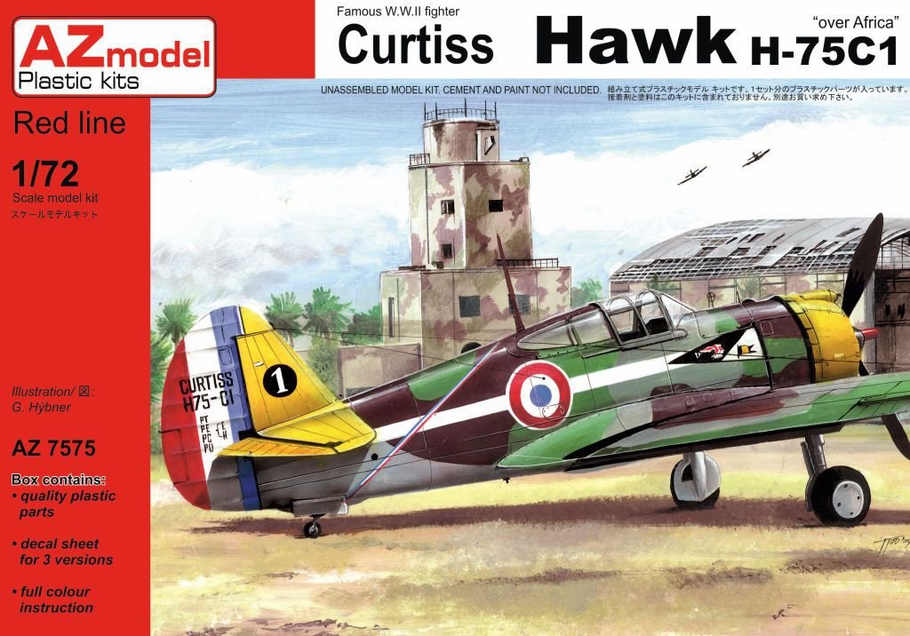 Maquette AZ7575 Curtiss Hawk H-75C1 au-dessus de l&amp;#39;Afrique, échelle 1/72