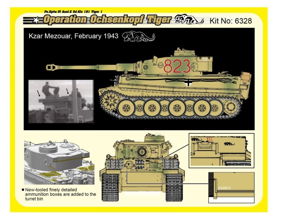 Dragon 6328 Char allemand Pz.Kpfw.VI Tiger I de la Seconde Guerre mondiale, première production, 501e escadron de l&amp;#39;opération Ochsenkopf, échelle 1/35 – image 8