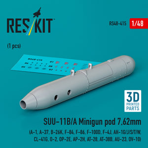 RESKIT RS48-0415 SUU-11B/A Minigun pour calibre 7,62 mm (1 pièce) (impression 3D) 1/48