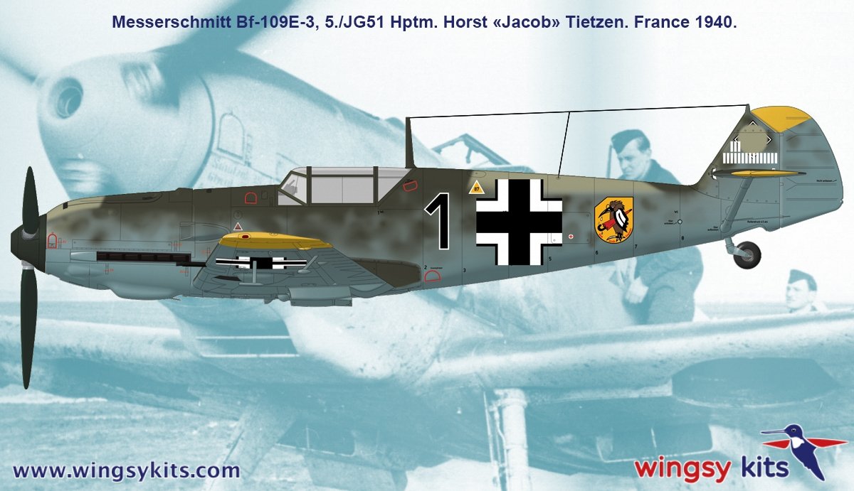 Maquette Wingsy D5-08 Chasseur allemand de la Seconde Guerre mondiale MESSERSCHMITT Bf 109 E-3 1/48 – Bild 13
