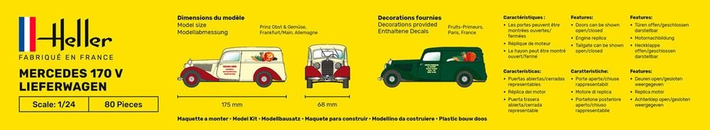 Heller 56736 Mercedes 170 V Lieferwagen - Kit de démarrage 1/24 – immagine 4