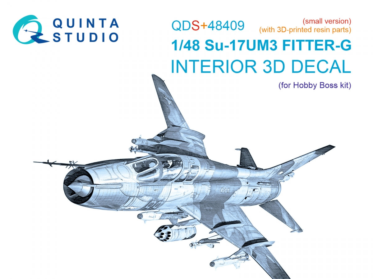 Quinta Studio QDS+48409 Su-17UM3 3D-Printed &amp; coloured Interior on decal paper (Hobby Boss) (Small version) (with 3D-printed resin parts) 1/48