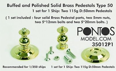 Pontos 35012P1 Socles en laiton massif poli, type 50, pour maquettes de bateaux – image 2