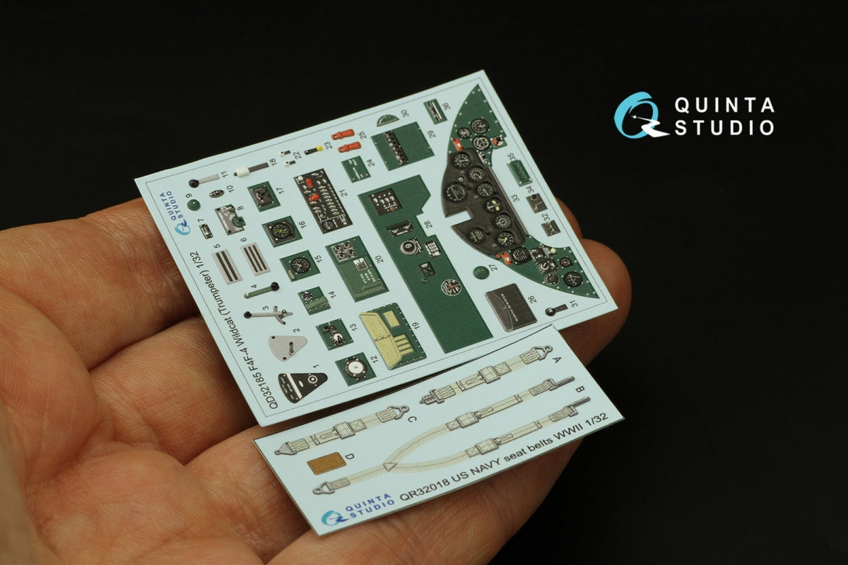Intérieur coloré imprimé en 3D sur papier décalcomanie pour F4F-4 Wildcat (Trumpeter) de Quinta Studio QD32185, échelle 1/32 – Bild 5