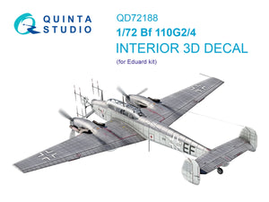 Intérieur imprimé en 3D et coloré sur papier décalcomanie (Eduard) Quinta Studio QD72188 Bf 110G2/4 1/72