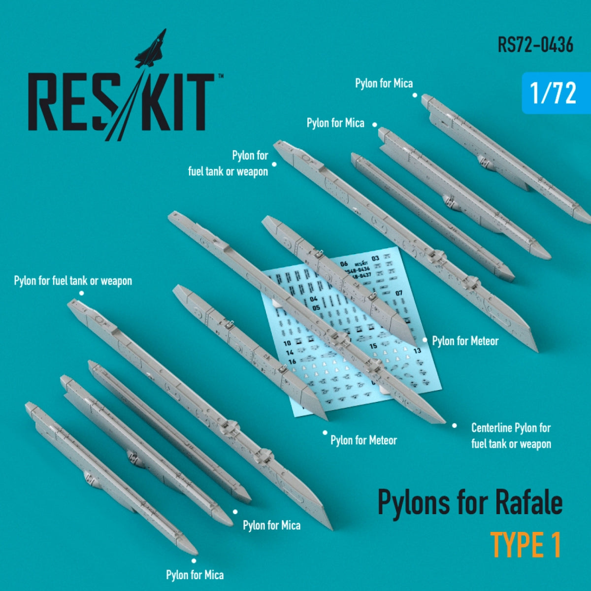 RESKIT RS72-0436 PYLÔNES POUR RAFALE TYPE 1 1/72