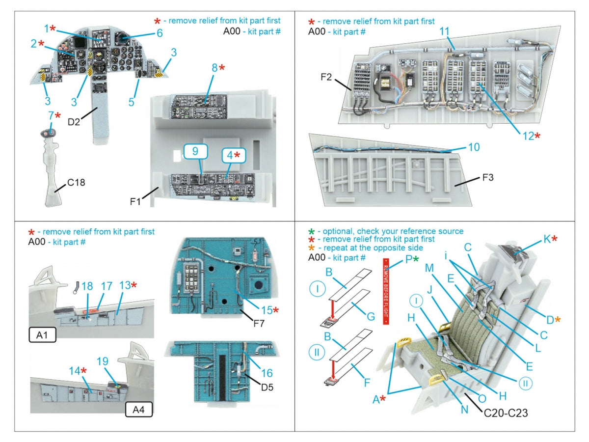 Intérieur imprimé en 3D et coloré sur papier décalcomanie Quinta Studio QD48597 F-15A/F-15C Early/F-15J Early (Hasegawa) 1/48 