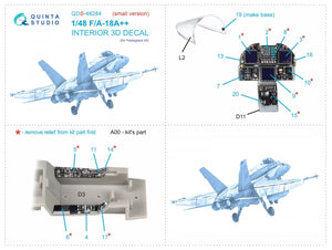 Quinta Studio QDS-48284 F/A-18A++ 3D-Printed &amp;amp; coloured Interior on decal paper (Hasegawa) (Small version) 1/48 – zdjęcie 2
