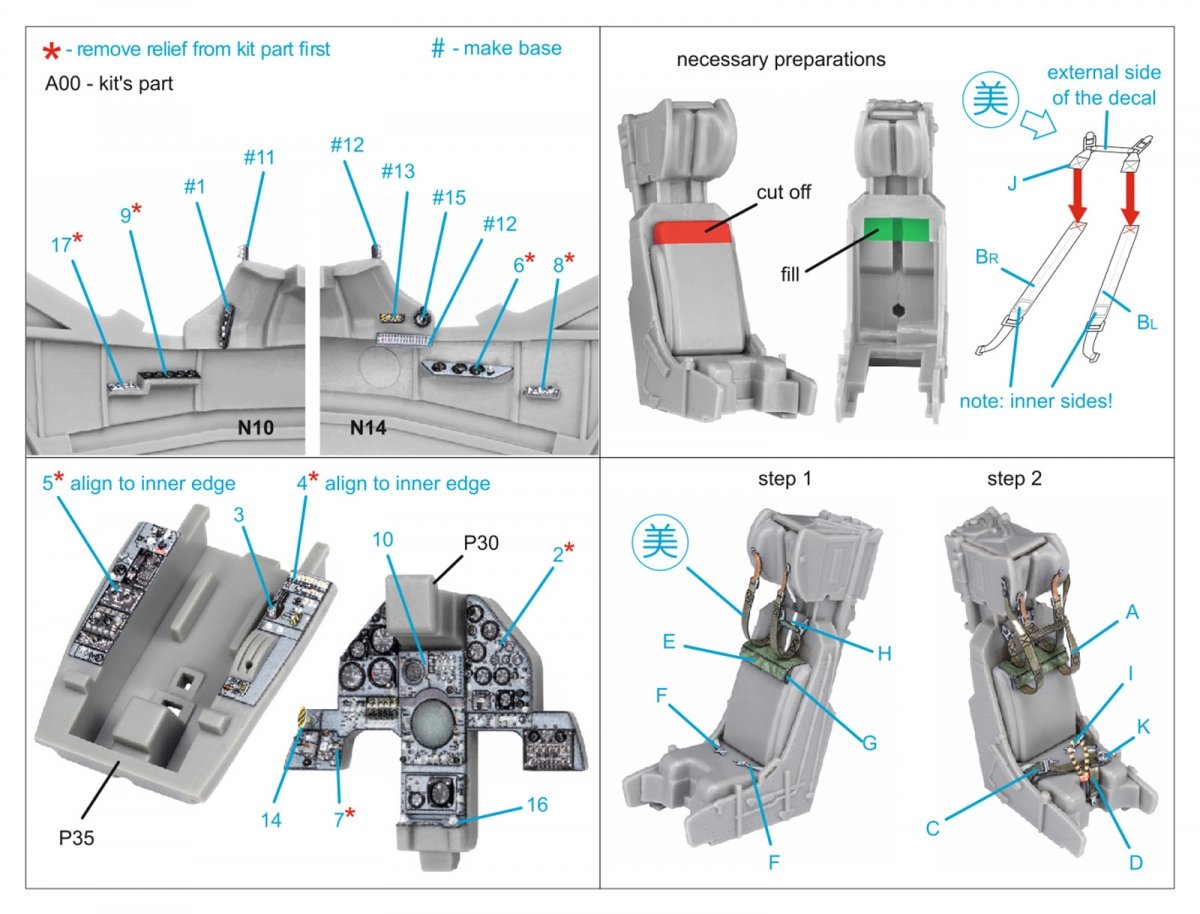 Intérieur imprimé en 3D et coloré sur papier décalcomanie Quinta Studio QD48291 AV-8A (version initiale) (Kinetic) 1/48  – immagine 7