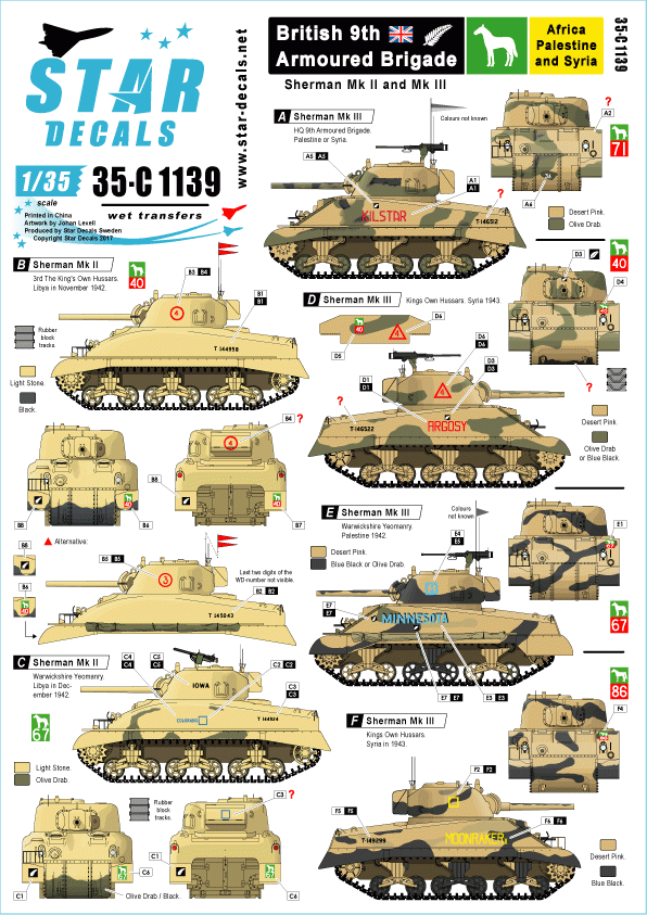 Star Decals 35-C1139 9e brigade blindée britannique 1/35