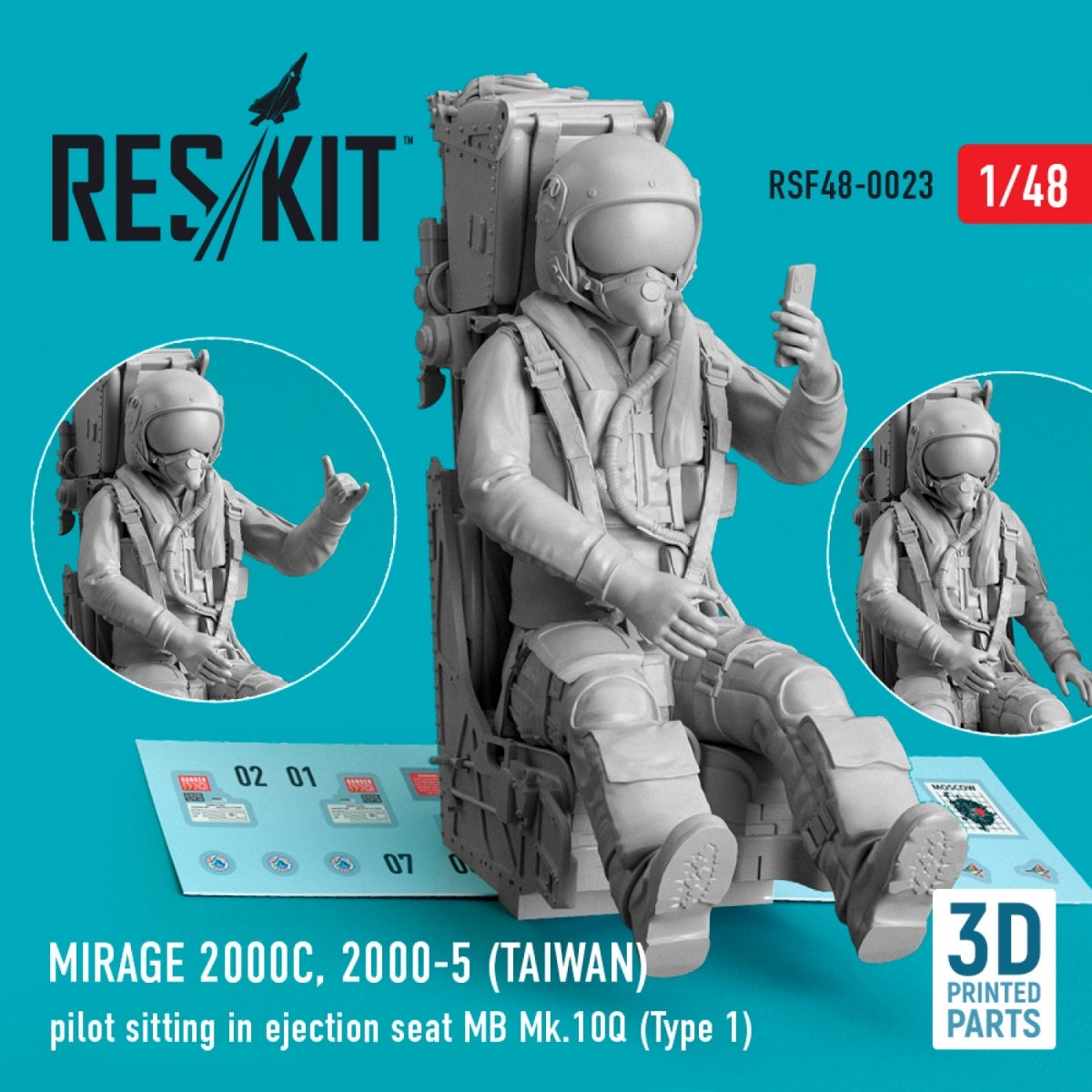 RESKIT RSF48-0023 MIRAGE 2000C, 2000-5 (TAIWAN) PILOTE ASSIS DANS UN SIÈGE ÉJECTABLE MB MK.10Q (TYPE 1) (IMPRIMÉ EN 3D) 1/48