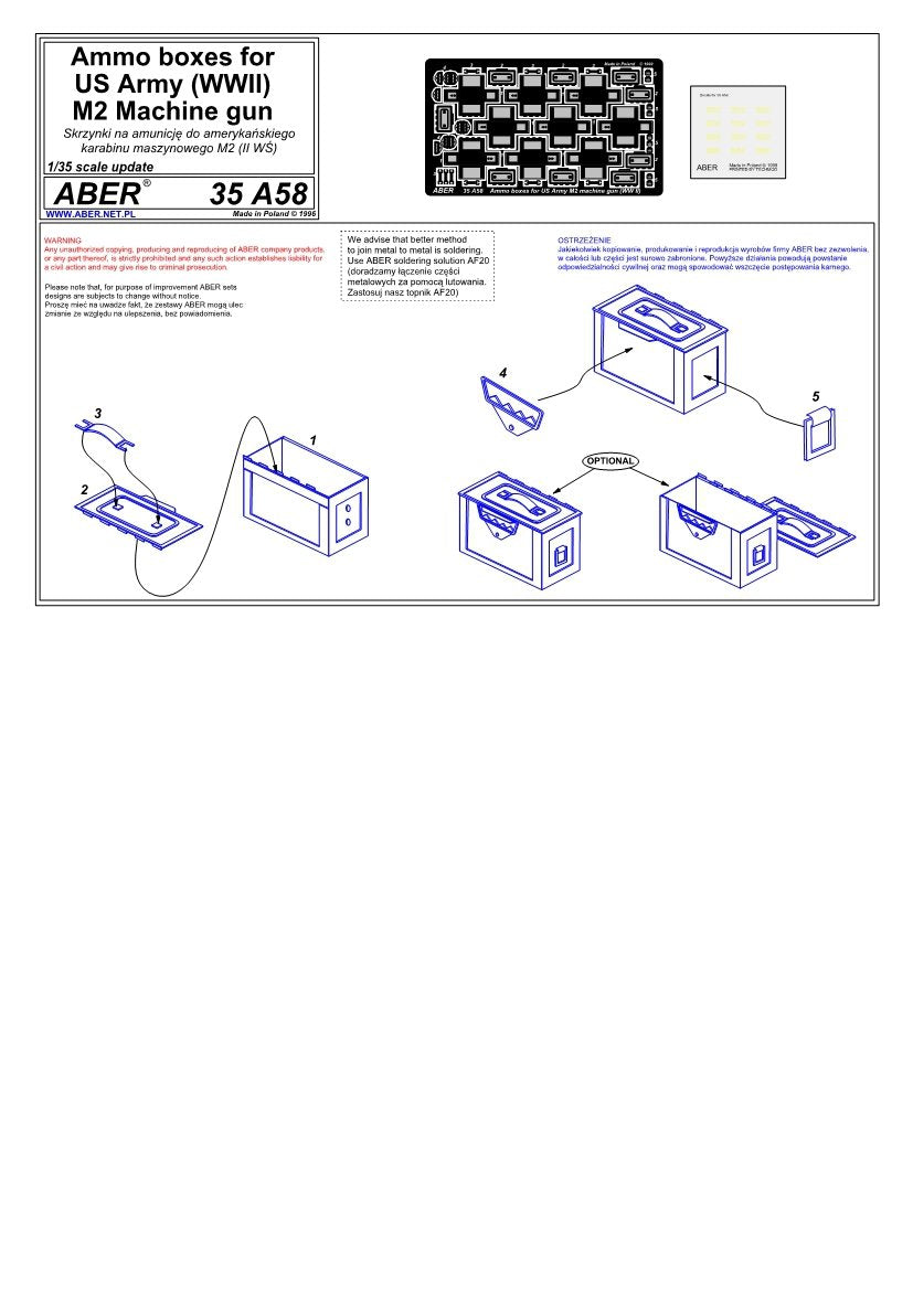 Boîtes de munitions Aber 35A058 pour Browning M2 (Seconde Guerre mondiale) (1/35) – immagine 4