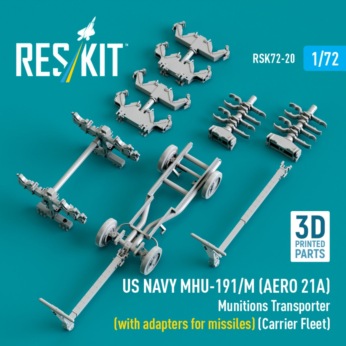 RESKIT RSK72-0020 US NAVY MHU-191/M (AERO 21A) Transporteur de munitions (avec adaptateurs pour missiles) (Porte-avions, C-130) (Maquette imprimée en 3D) 1/72 – image 4