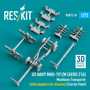 RESKIT RSK72-0020 US NAVY MHU-191/M (AERO 21A) Transporteur de munitions (avec adaptateurs pour missiles) (Porte-avions, C-130) (Maquette imprimée en 3D) 1/72 – image 4