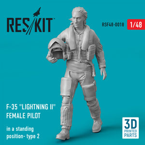 RESKIT RSF48-0018 F-35 « LIGHTNING II » PILOTE FÉMININE (EN POSITION DEBOUT - TYPE 2) (IMPRIMÉE EN 3D) 1/48