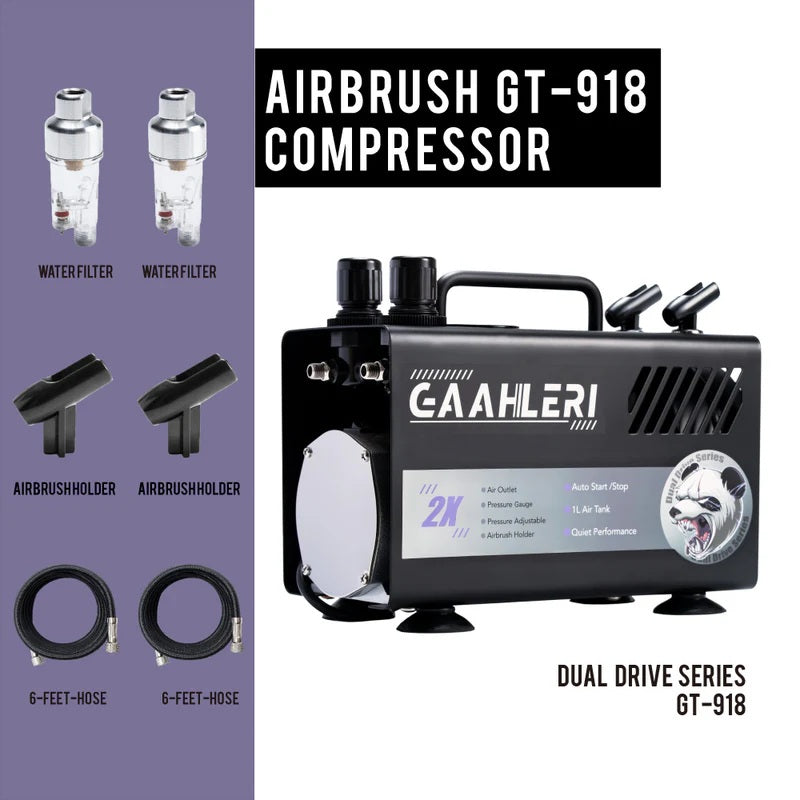 Gaahleri 43127 Dual Drive Series Airbrush Kit Compressor GT-918 – image 5
