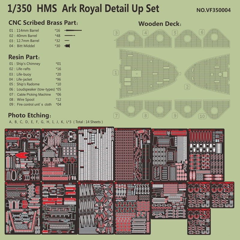 Ensemble détaillé Very Fire VF350004 HMS Ark Royal Trumpeter 65307 1/350 – immagine 2