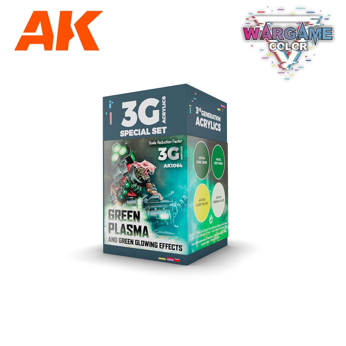 AK Interactive AK1064 WARGAME COLOR SET. PLASMA VERT ET EFFETS LUMINEUX. 4 x 17 ml