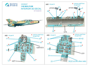 Intérieur coloré imprimé en 3D sur papier décalcomanie Quinta Studio QD48447 MiG-21UM (Trumpeter) 1/48  – immagine 8