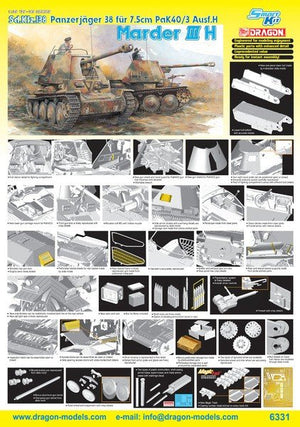 Dragon 6331 Sd.kfz 138 Panzerjager 38 fourrure 7,5 cm Pak 40/3 Ausf H Marder III H (1/35) – Bild 2