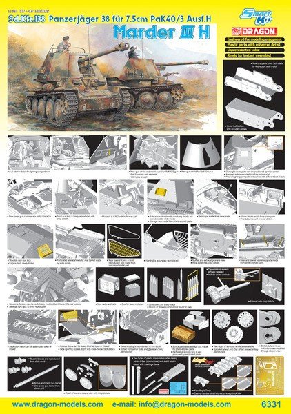Dragon 6331 Sd.kfz 138 Panzerjager 38 fourrure 7,5 cm Pak 40/3 Ausf H Marder III H (1/35) – Bild 2