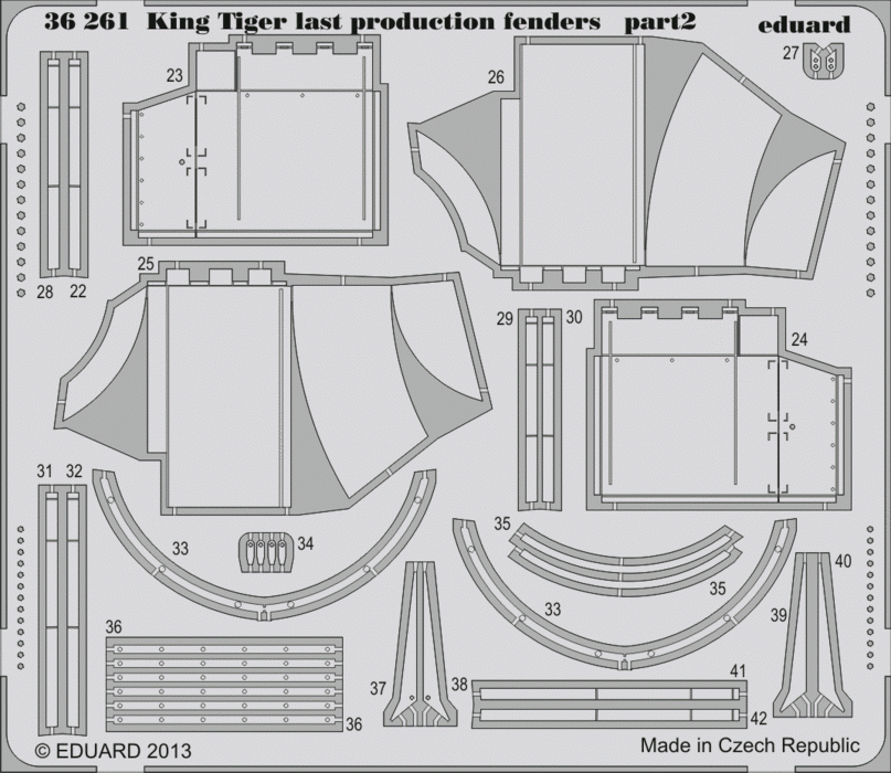 Eduard 36261 King Tiger, derniers garde-boues de production, échelle 1/35, Academy