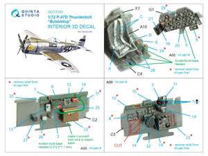 Intérieur coloré imprimé en 3D sur papier décalcomanie Quinta Studio QD72153 P-47D Thunderbolt Bubbletop (Tamiya) 1/72 – imagen 2